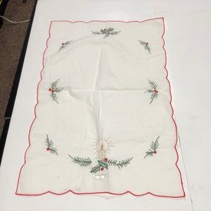 Christmas candle and holly embroidered dollie